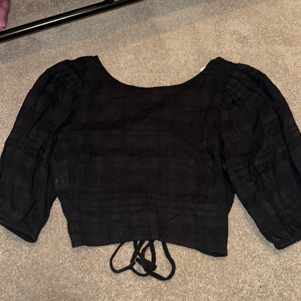 American Eagle black open back crop top size small
